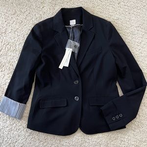 New LC Lauren Conrad blazer coat jacket work stripe lined black 6 small medium